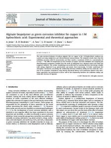 Alginate biopolymer as green corrosion inhibitor for