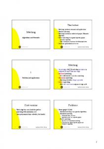 Algorithms and Networks - Matching