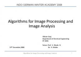 Algorithms for Image Processing and Image Analysis