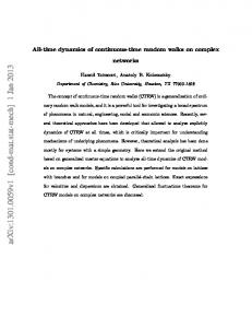 All-time dynamics of continuous-time random walks on complex ...