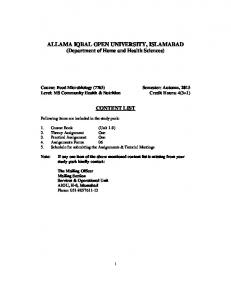 ALLAMA IQBAL OPEN UNIVERSITY, ISLAMABAD