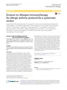 Allergen immunotherapy for allergic asthma - Clinical and ...