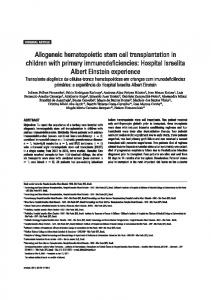 Allogeneic hematopoietic stem cell transplantation in ...