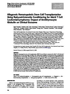 Allogeneic Hematopoietic Stem Cell Transplantation Using Reduced ...