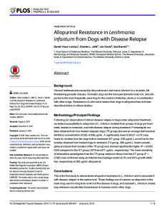 Allopurinol Resistance in Leishmania infantum ... - Semantic Scholar