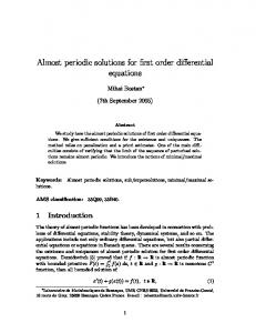 Almost periodic solutions for first order differential equations - LATP