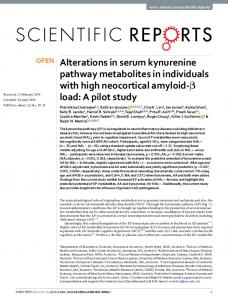 Alterations in serum kynurenine pathway metabolites ...