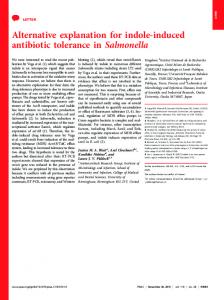 Alternative explanation for indole-induced antibiotic tolerance ... - PNAS