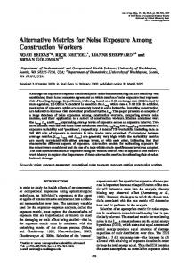 Alternative Metrics for Noise Exposure Among Construction Workers