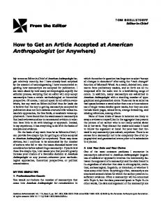 American Anthropologist - AnthroSource