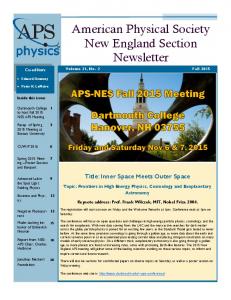 American Physical Society New England Section Newsletter