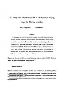 An analytical solution for the HJB equation arising