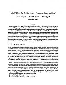 An Architecture for Transport Layer Mobility - Semantic Scholar