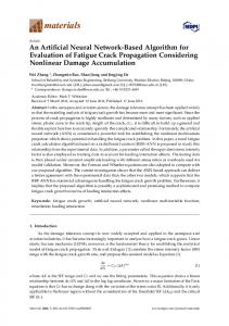 An Artificial Neural Network-Based Algorithm for Evaluation of Fatigue