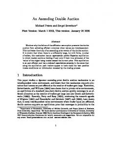 An Ascending Double Auction - Microeconomic Theory in Canada