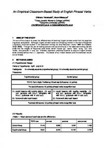 An Empirical Classroom-Based Study of English Phrasal Verbs