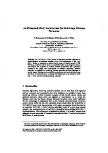 An Enhanced MAC Architecture for Multi-hop Wireless ... - Springer Link