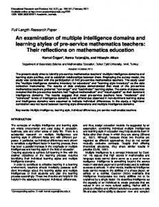 An examination of multiple intelligence domains ... - Academic Journals
