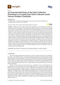 An Experimental Study of the Solar Collection Performance of ... - MDPI