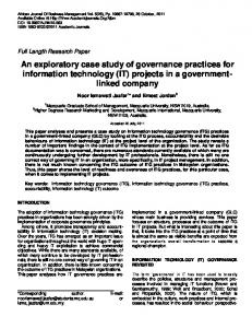 An exploratory case study of governance practices for information ...