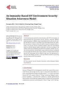 An Immunity-Based IOT Environment Security Situation Awareness