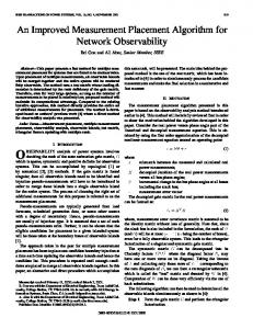 An improved measurement placement algorithm for network ...