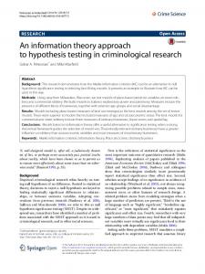 An information theory approach to hypothesis testing ... - Crime Science