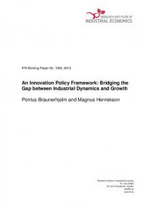 An Innovation Policy Framework: Bridging the Gap between Industrial ...