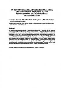 an institutional framework for analyzing ... - Alexandria (UniSG)