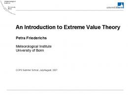 An Introduction to Extreme Value Theory