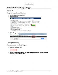 An Introduction to Google Blogger