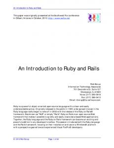 An Introduction to Ruby and Rails - Information Technology Associates