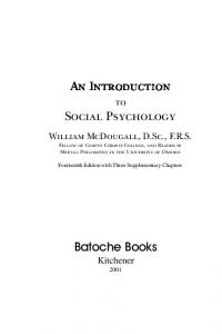 An Introduction to Social Psychology