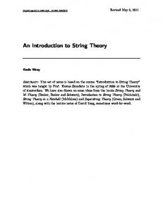 An Introduction to String Theory