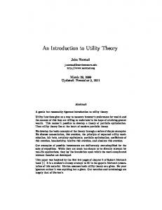 An Introduction to Utility Theory - Hari Seshadri