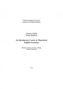 An Introductory Course in Theoretical English Grammar