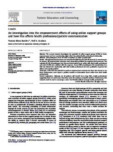 An investigation into the empowerment effects of using online support ...