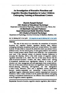 An Investigation of Executive Functions and Cognitive Emotion ...