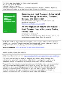 An Investigation of Natural Convection Heat Transfer