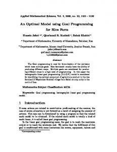 An Optimal Model using Goal Programming for Rice Farm 1 ... - m-hikari