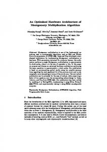 An Optimized Hardware Architecture of Montgomery Multiplication