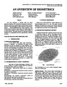 an overview of biometrics - CiteSeerX