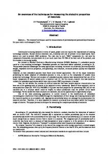 an overview of the techniques for measuring the dielectric ... - CiteSeerX