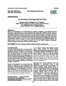 An Overview on Fast Dissolving Oral Films