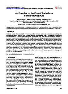 An Overview on the Crystal Toxins from Bacillus thuringiensis