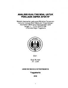 analisis kualitas soal untuk penilaian aspek afektif - Staff UNY