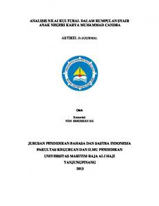 ANALISIS NILAI KULTURAL DALAM KUMPULAN SYAIR ANAK ...