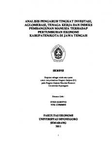 Analisis Pengaruh Tingkat Investasi, Aglomerasi, Tenaga - Undip