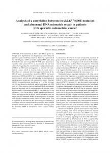 Analysis of a correlation between the BRAF V600E mutation and ...