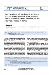 Analysis of Burden of Irritable Bowel Syndrome